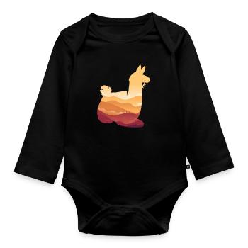 Lama - Baby Bio-Langarm-Body - Schwarz - Vorne