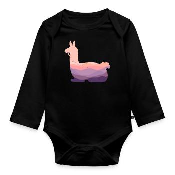 Lama - Baby Bio-Langarm-Body - Schwarz - Vorne