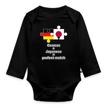 German Japanese Puzzle - Baby Bio-Langarm-Body - Schwarz - Vorne