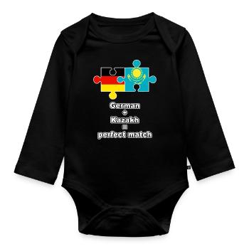 German Kazakh Puzzle - Organic Longsleeve Baby Bodysuit - black - Front