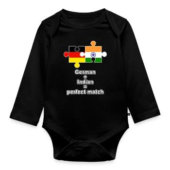 German Indian Puzzle - Organic Longsleeve Baby Bodysuit - black - Front
