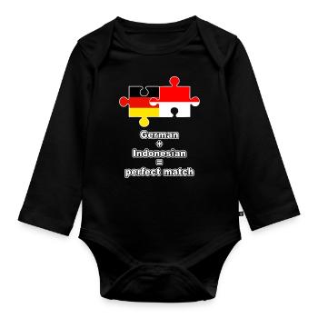 Puzzle indonésien allemand - Body Bébé bio manches longues - noir - Devant