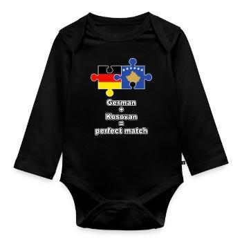 Puzzle kosovar allemand - Body Bébé bio manches longues - noir - Devant