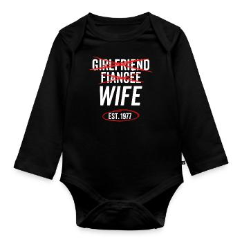 Girlfriend Fiancée Wife Est 1977 - Organic Longsleeve Baby Bodysuit - black - Front