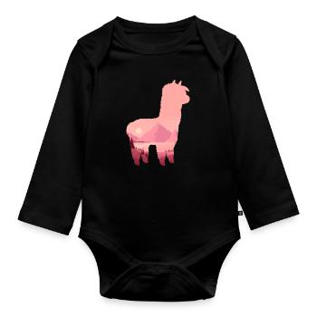 Lama - Baby Bio-Langarm-Body - Schwarz - Vorne