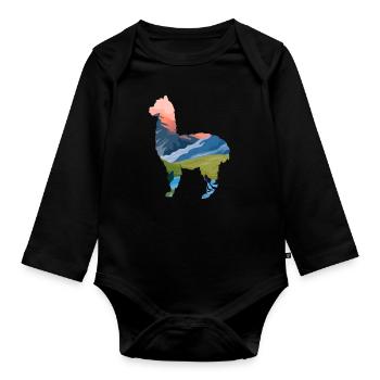Lama - Body Bébé bio manches longues - noir - Devant
