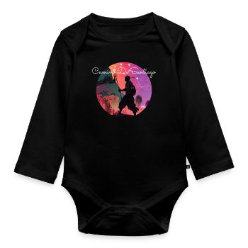 Camino De Santiago- Jakobsweg - Baby Bio-Langarm-Body - Schwarz - Vorne