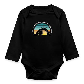 He’s not here, he’s risen - Organic Longsleeve Baby Bodysuit - black - Front