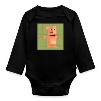 PixelArt Bär - Baby Bio-Langarm-Body - Schwarz - Vorne