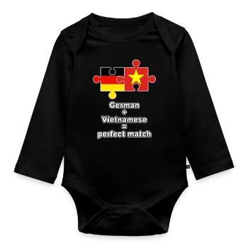 German Vietnamese Puzzle - Organic Longsleeve Baby Bodysuit - black - Front