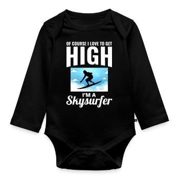Skysurfing Fallschirmspringen Extremsport Fallschirmspringer Lustig - Baby Bio-Langarm-Body - Schwarz - Vorne