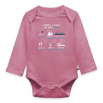 temps libre natation cadeau natation - Body Bébé bio manches longues - mauve - Devant