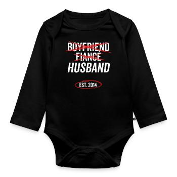 Boyfriend Fiancé Husband Est 2014 - Organic Longsleeve Baby Bodysuit - black - Front