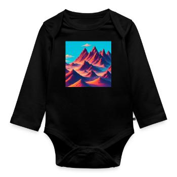 Mountain peaks in the sun - Organic Longsleeve Baby Bodysuit - black - Front