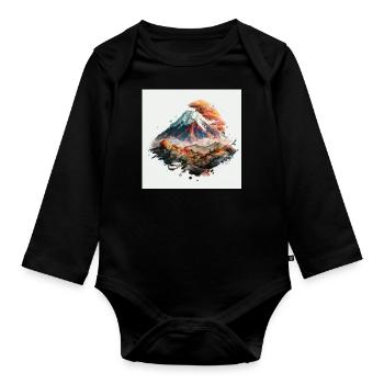 Asian Mountains - Organic Longsleeve Baby Bodysuit - black - Front