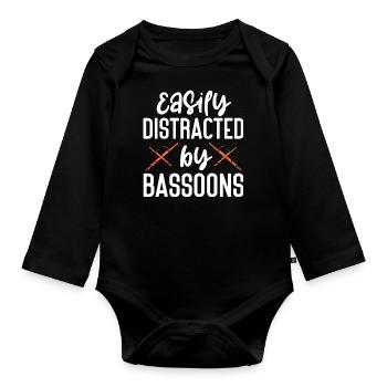 Easily Distracted By Bassoons | Bassoon - Baby Bio-Langarm-Body - Schwarz - Vorne