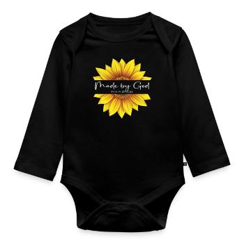 Conception chrétienne de tournesol Je suis faite par Dieu Psaume - Body Bébé bio manches longues - noir - Devant