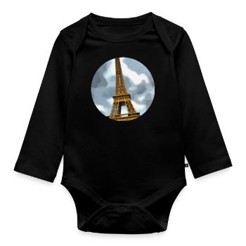 Eiffel tower - Organic Longsleeve Baby Bodysuit - black - Front