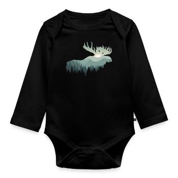 Moose - Organic Longsleeve Baby Bodysuit - black - Front