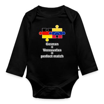Puzzle vénézuélien allemand - Body Bébé bio manches longues - noir - Devant