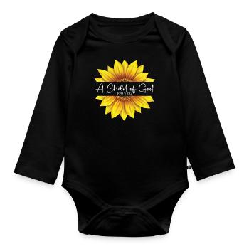 Conception chrétienne de tournesol Je suis un enfant de Dieu - Body Bébé bio manches longues - noir - Devant