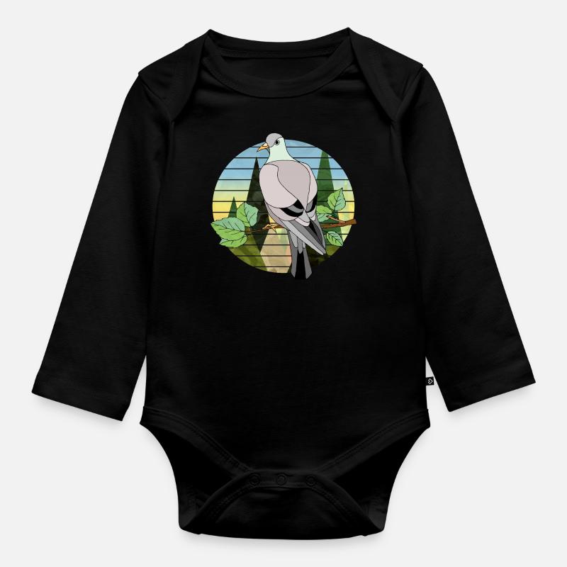 Oiseau - Body Bébé bio manches longues - noir