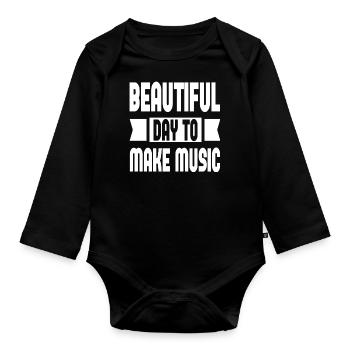 Belle journée pour faire de la musique - Body Bébé bio manches longues - noir - Devant