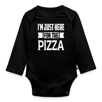 Je suis juste ici pour la pizza - Body Bébé bio manches longues - noir - Devant