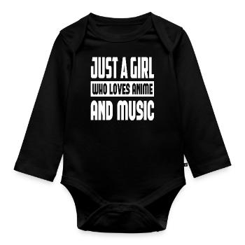 Juste une fille qui aime l’anime et la musique - Body Bébé bio manches longues - noir - Devant