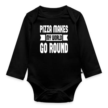 Pizza makes my World go Round - Baby Bio-Langarm-Body - Schwarz - Vorne