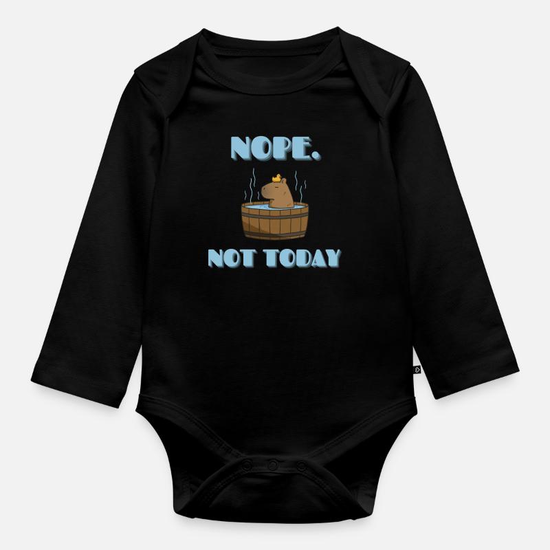 CAPYBARA not today - Organic Longsleeve Baby Bodysuit - black