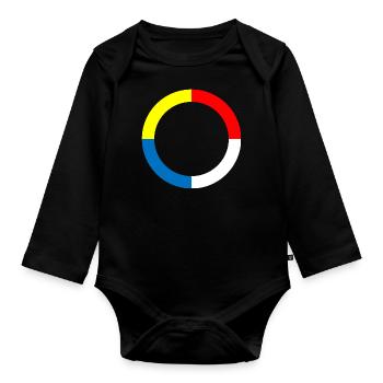 Red-White-Blue-Yellow - Organic Longsleeve Baby Bodysuit - black - Front