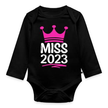 Bienvenue dans la vie, petite fille! Naissance 2023 - Body Bébé bio manches longues - noir - Devant