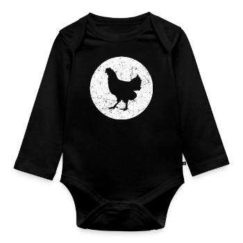 Poulet Vintage Propriétaire de poulet Fermier Éleveur - Body Bébé bio manches longues - noir - Devant