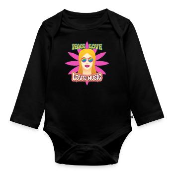 Hippie - Body Bébé bio manches longues - noir - Devant