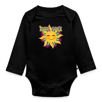 Hippie - Baby Bio-Langarm-Body - Schwarz - Vorne
