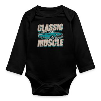Classic Muscle Hot Rod American Vintage Car - Organic Longsleeve Baby Bodysuit - black - Front