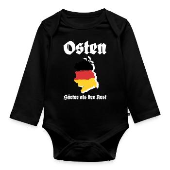 Osten Härter als der Rest DDR Ossi - Baby Bio-Langarm-Body - Schwarz - Vorne