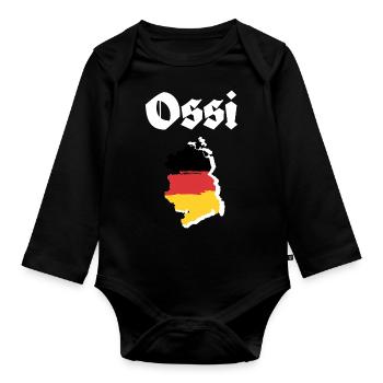 Ossi DDR Ostdeutschland - Baby Bio-Langarm-Body - Schwarz - Vorne
