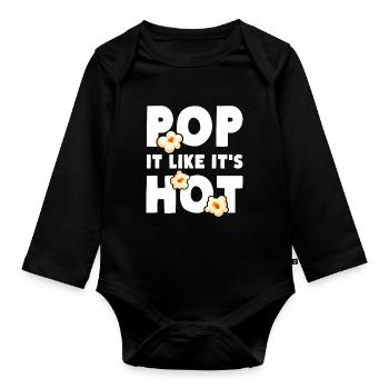 Popcorn Pop It Like It's Hot - Baby Bio-Langarm-Body - Schwarz - Vorne