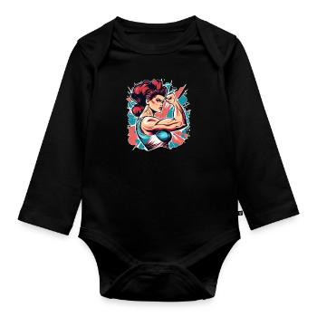 Powerwoman - Baby Bio-Langarm-Body - Schwarz - Vorne