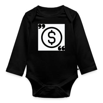Investing in style: Dollar sign motif - Organic Longsleeve Baby Bodysuit - black - Front