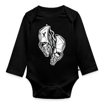 Geteilter Schädel // Illustration - Baby Bio-Langarm-Body - Schwarz - Vorne