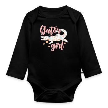 Gator Fille | Alligator - Body Bébé bio manches longues - noir - Devant