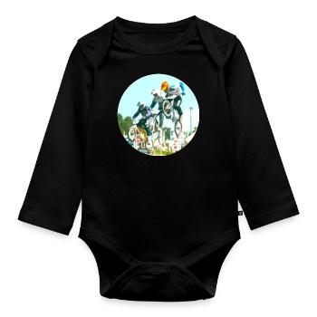 bmx T-shirt sticker - Body Bébé bio manches longues - noir - Devant