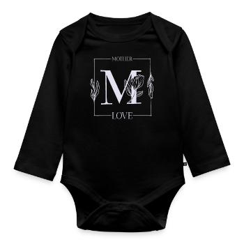Muttertag Shirt Mutterliebe Danke Sagen Blumen - Baby Bio-Langarm-Body - Schwarz - Vorne