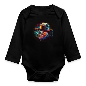 Atronaut photographs 1 gift - Organic Longsleeve Baby Bodysuit - black - Front