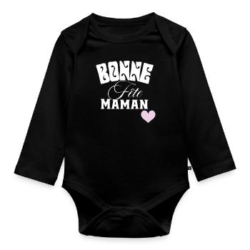 Bonne fête des mères - Body Bébé bio manches longues - noir - Devant