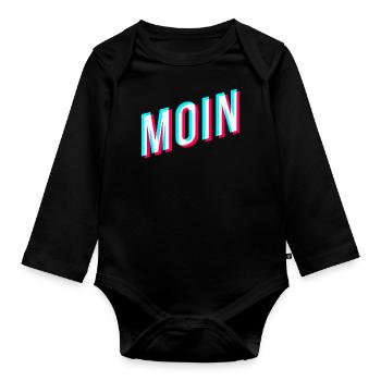 Moin | Glitcheffekt | Tiktok - Baby Bio-Langarm-Body - Schwarz - Vorne