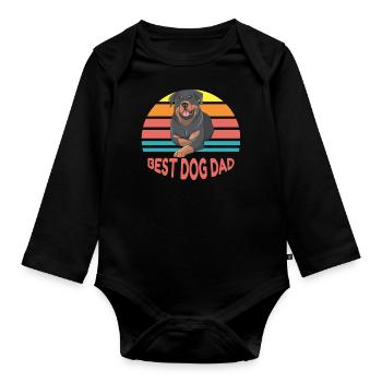 Bester Hundevater von Rottweiler T-Shirt - Baby Bio-Langarm-Body - Schwarz - Vorne
